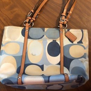 Coach medium tote blue 12” x 11” high x 4”